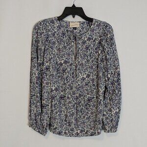 UNIVERSAL THREAD Blue/Lavender Floral Long Sleeve Pullover Top; Size XS